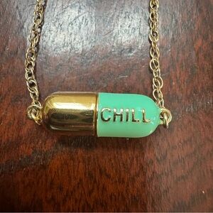 Gold Chill Pill Capsule Necklace Novelty Pendant